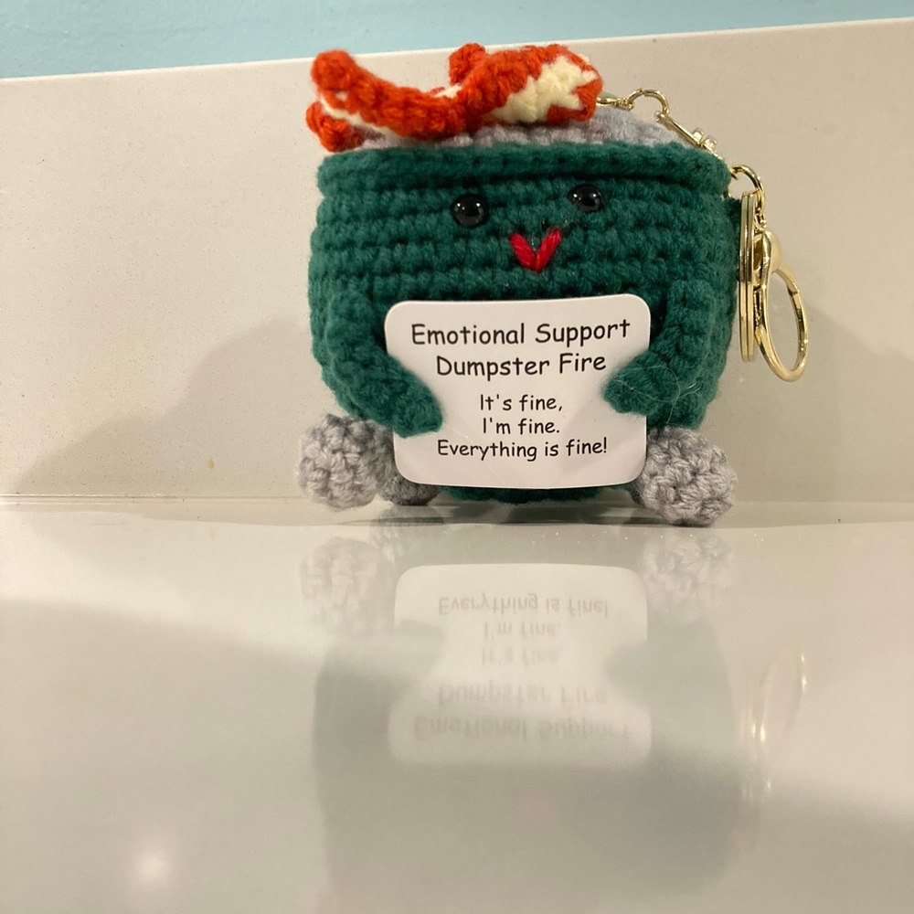 Crochet Dumpster Fire with Detachable Keychain